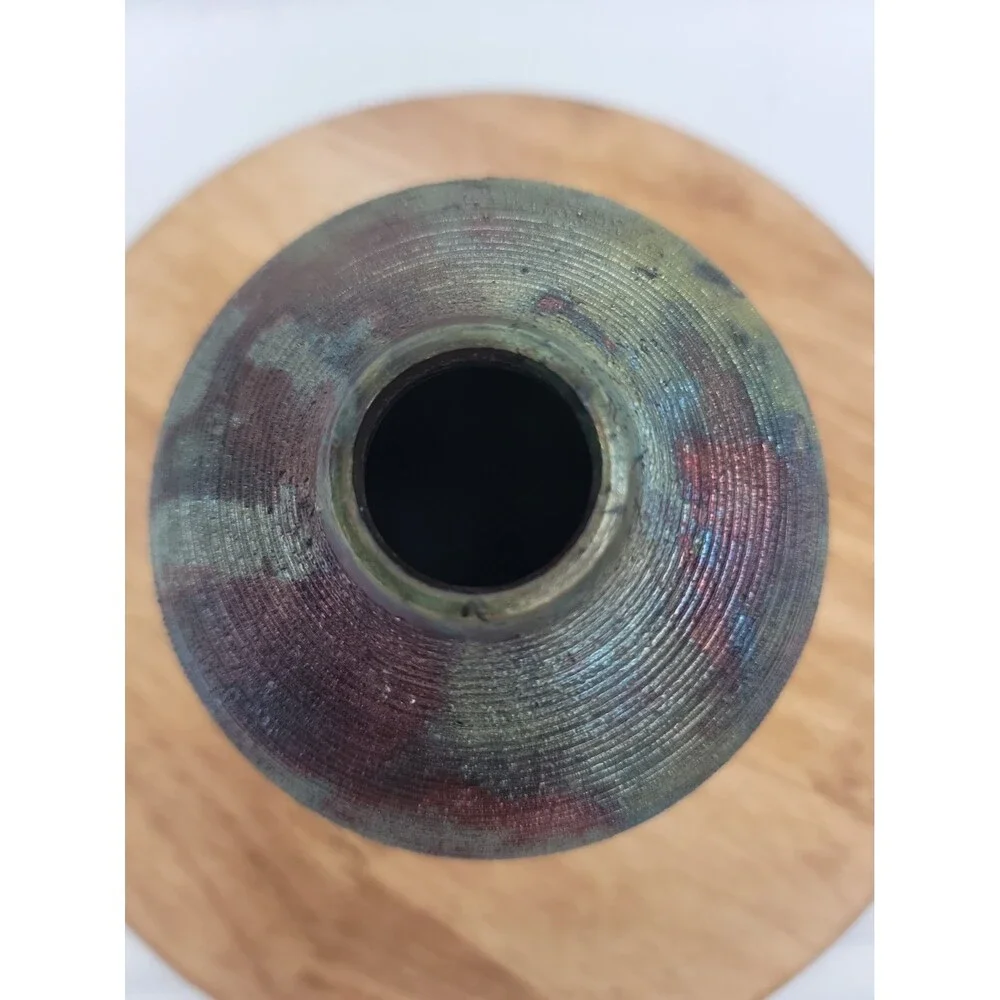 RAKU 5.5” Pottery Vase Vessel Artist Signed
